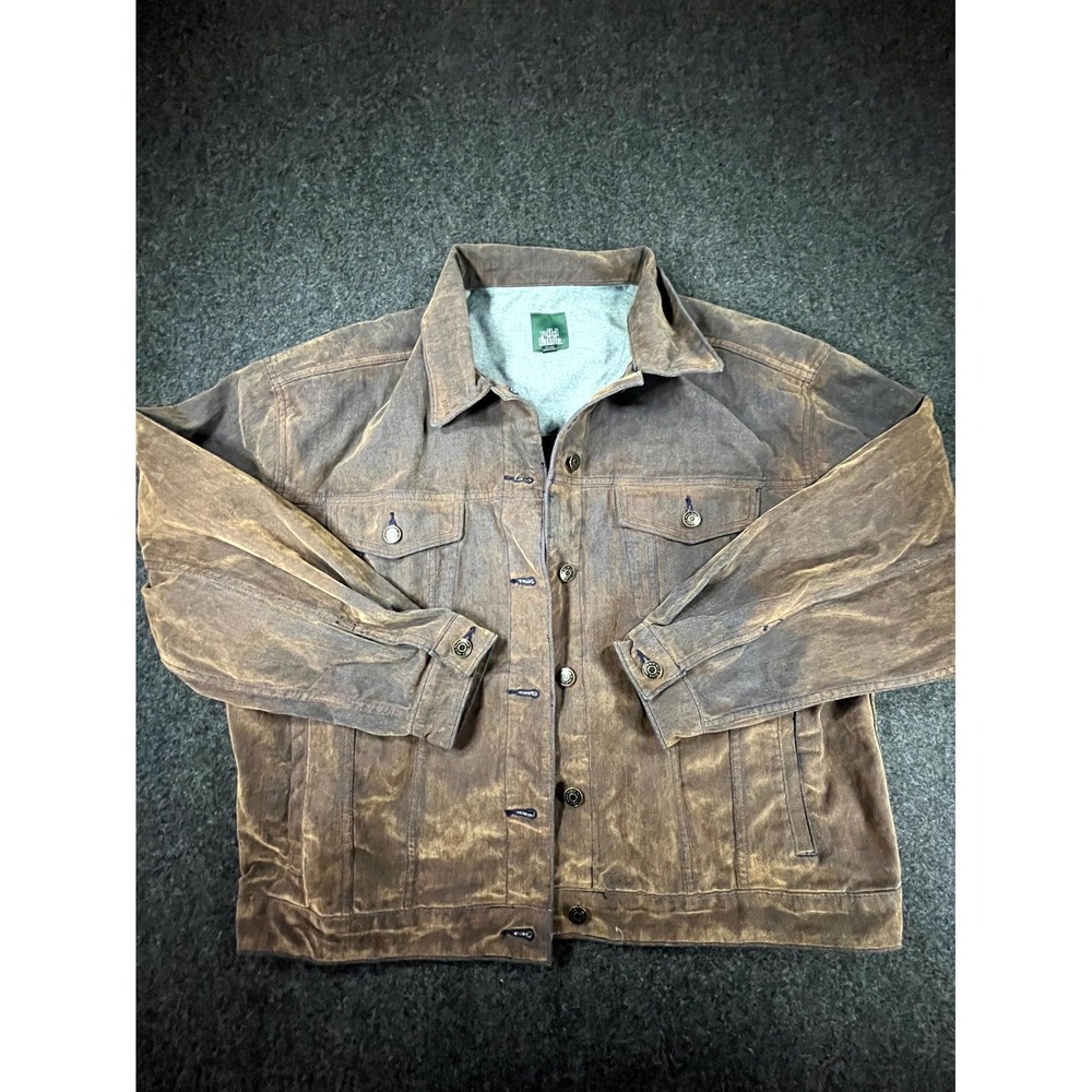 Wild Fable Trucker Jacket Womens M Brown Denim Cotton Distressed Button Front